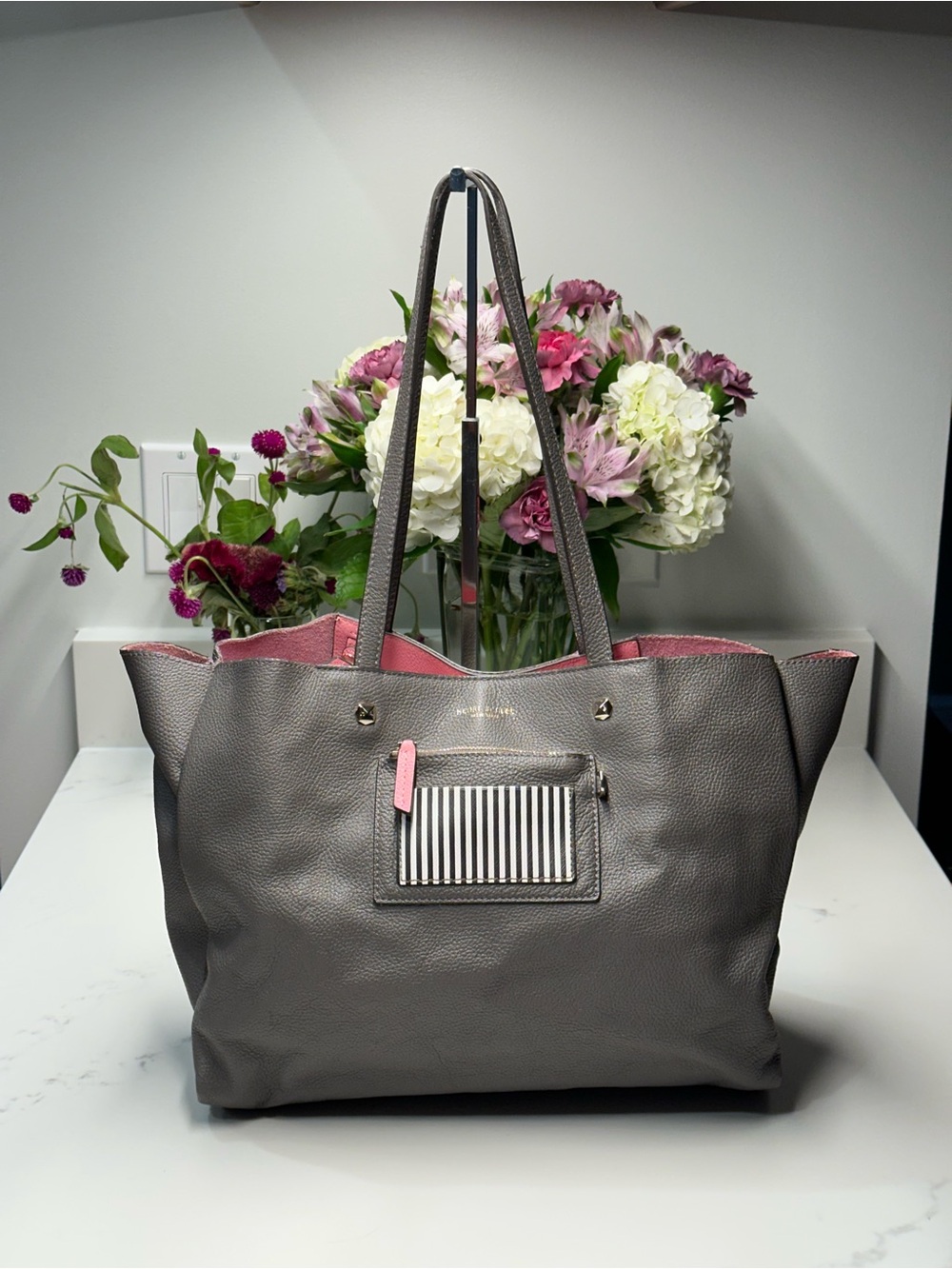 henri bendel “The Influencer” Pebbled Leather Tote Bag